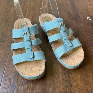 Bare Traps Women’s Cella Slide Blue Open Toe Memory Foam Slip On’s Sandals SZ 10